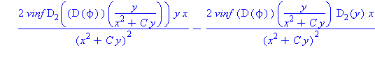 4*mu*vinf*(D(`ϕ`))(y/(x^2+C*y))*y*x/(x^2+C*y)^2+(2/3*mu-kappa)*(D[1](vinf)*`ϕ`(y/(x^2+C*y))+vinf*D[1](`ϕ`(y/(x^2+C*y)))-2*D[2](vinf)*(D(`ϕ`))(y/(x^2+C*y))*y*x/(x^2+C*y)^2-2...